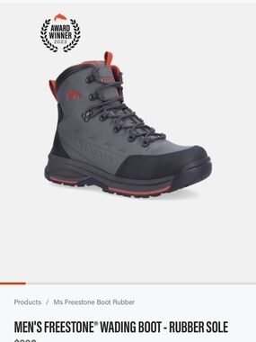 Simms Gray Men's Freestone Wading Boot Like New